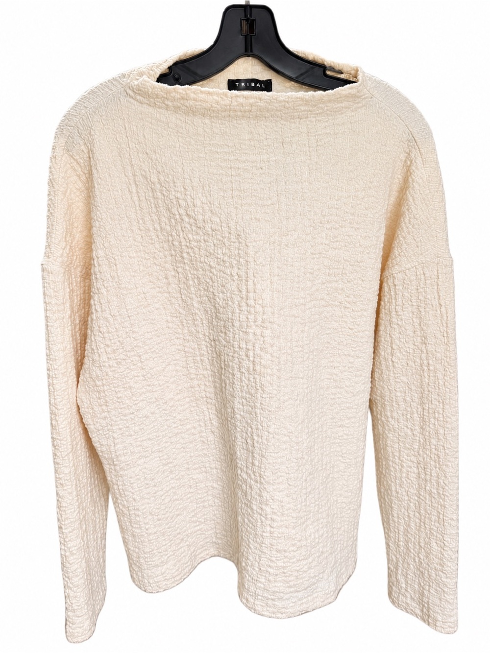 Tribal Cream Textured Crewneck Sweater